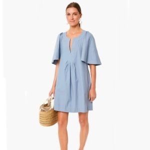 Pomander Place slate blue Finley flutter sleeve dress